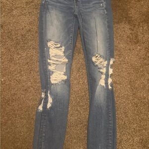 American Eagle Outfitters Ripped Blue Skinny Jeans